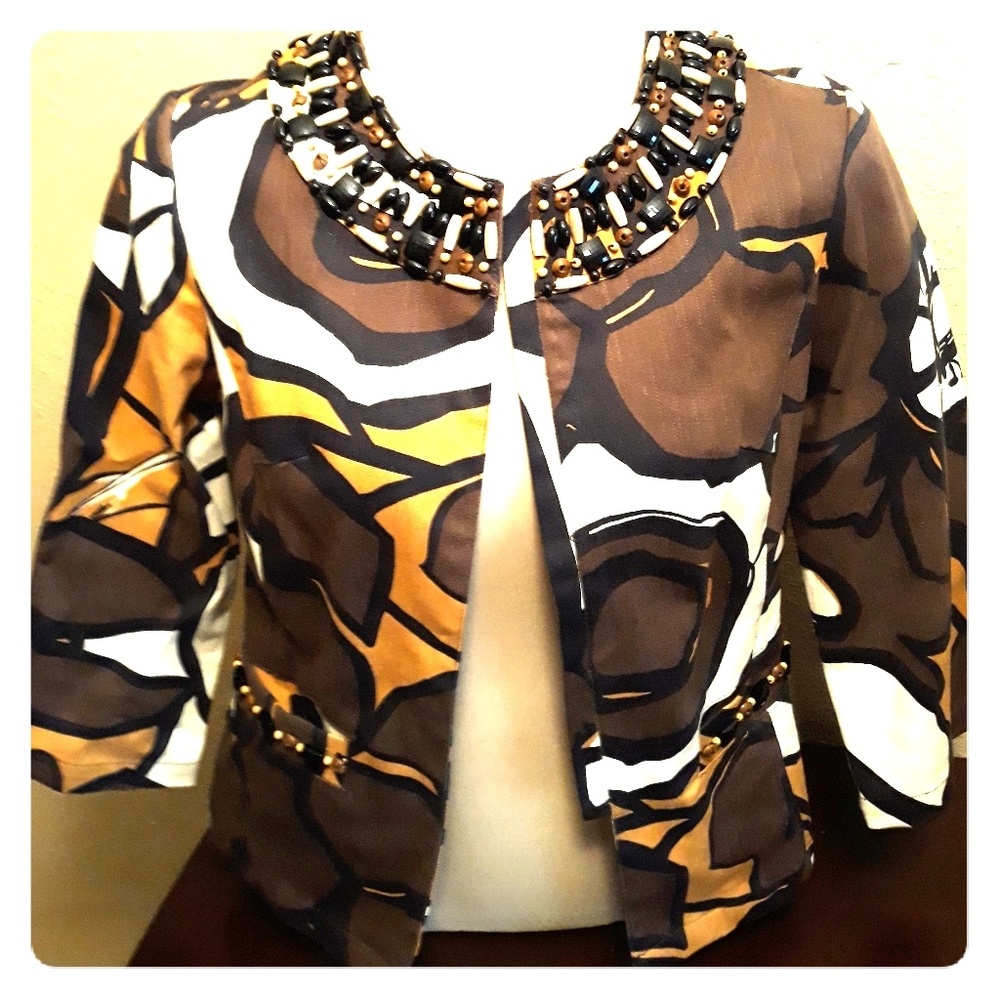 Vintage Beaded Collar Multicolored Blazer